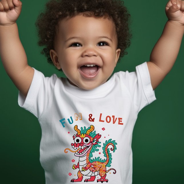 Fun Carton Dragon Chinese New Year Fu Kids Gift Toddler T-Shirt (Creator Uploaded)