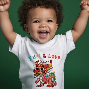Fun Carton Dragon Chinese New Year Fu Kids Gift Toddler T-Shirt