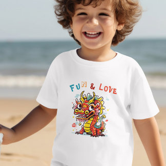 Fun Carton Dragon Chinese New Year Fu Kids Gift Toddler T-Shirt