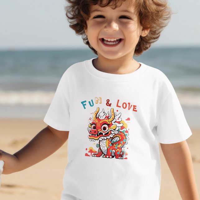 Fun Carton Dragon Chinese New Year Fu Kids Gift Toddler T-Shirt (Creator Uploaded)