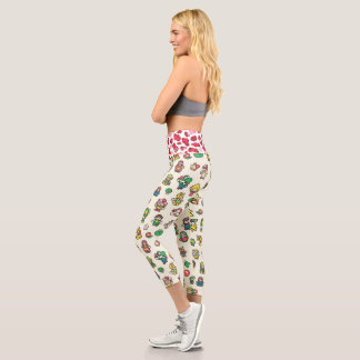 fun cartoon and red leopard capri leggings