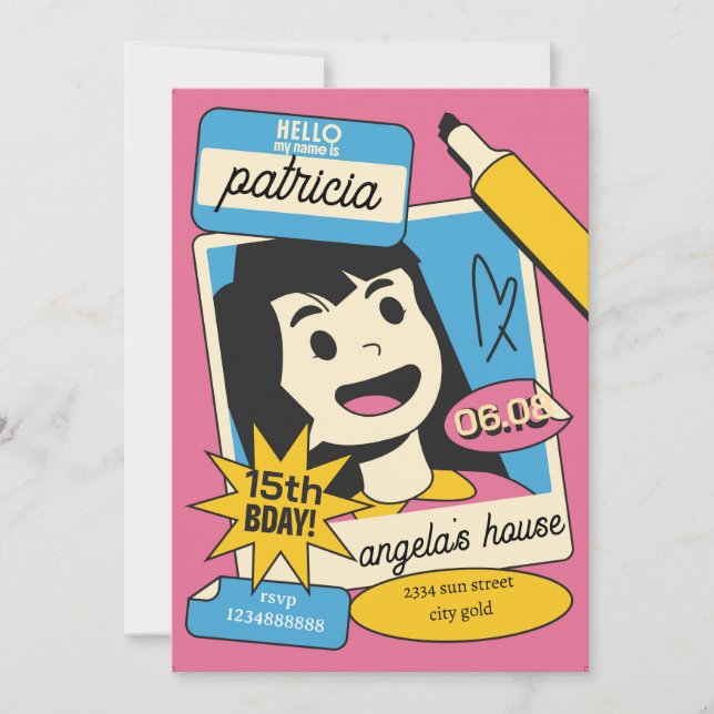 Fun Cartoon Birthday Invitation – Colorful Kids  (Front)