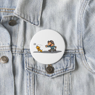Fun Cartoon Boy and Dog Playing Fetch  7.5 Cm Round Badge