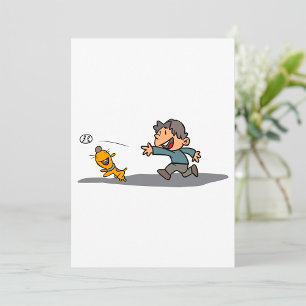 Fun Cartoon Boy and Dog Playing Fetch Invitation