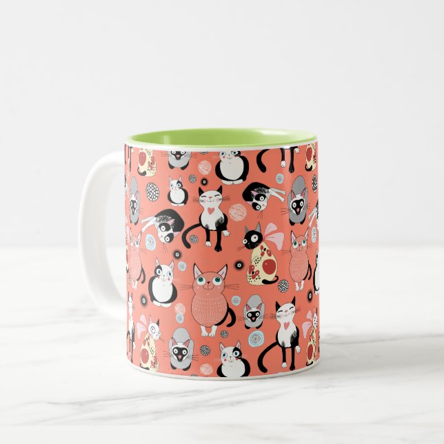Fun Cartoon Cats  Coffee Mug (Front Left)