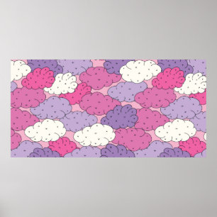 Fun cartoon clouds. Vintage repeat. Poster