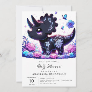 Fun Cartoon Dinosaur Baby Shower Invitation