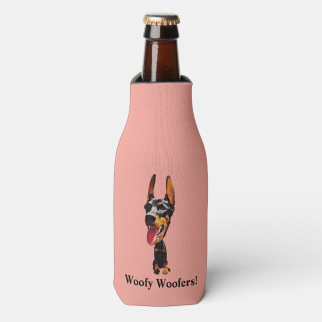 Fun Cartoon Doberman Pinscher Bottle Cooler (Bottle Front)