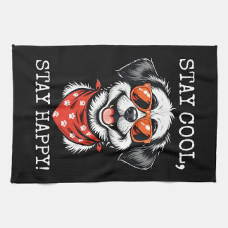 Fun Cartoon Dog Design Tea Towel