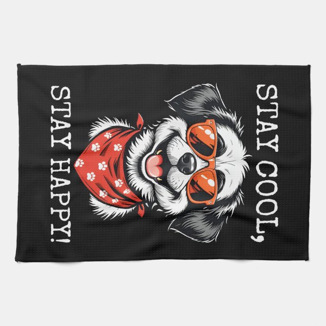 Fun Cartoon Dog Design Tea Towel (Horizontal)