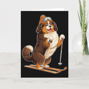 Fun Cartoon Dog Enjoying Skiing  Card