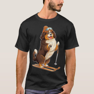 Fun Cartoon Dog Enjoying Skiing T-Shirt