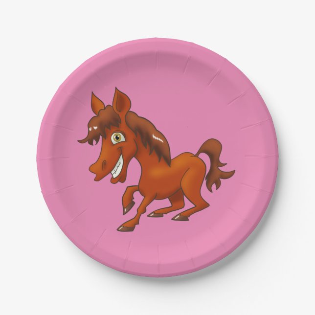Fun Cartoon Horse Paper Plate (Front)