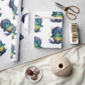 Fun Cartoon Monster Design Wrapping Paper