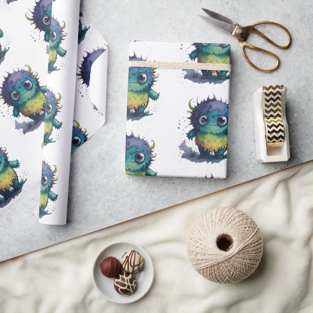 Fun Cartoon Monster Design Wrapping Paper (Crafts)