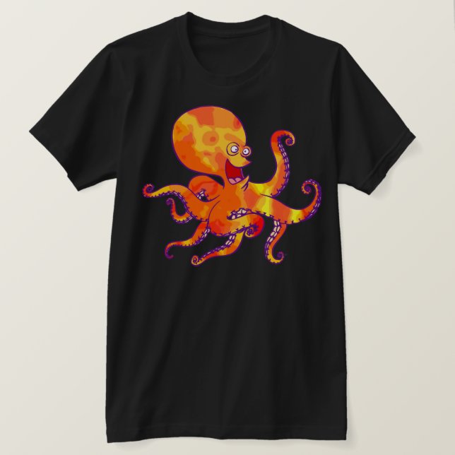 Fun Cartoon Octopus T-Shirt (Design Front)