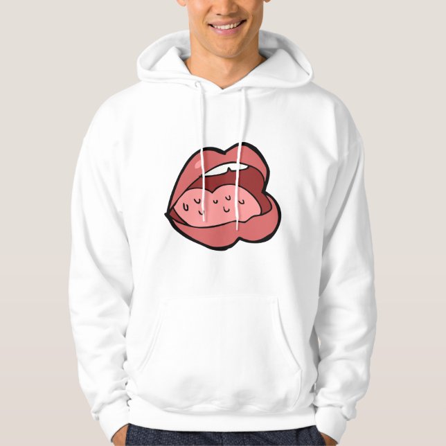 Fun Cartoon Open Mouth and Lips Hoodie (Front)