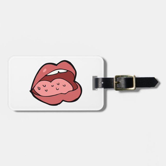 Fun Cartoon Open Mouth and Lips Luggage Tag (Front Horizontal)