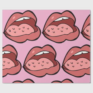 Fun Cartoon Open Mouth and Lips Wrapping Paper
