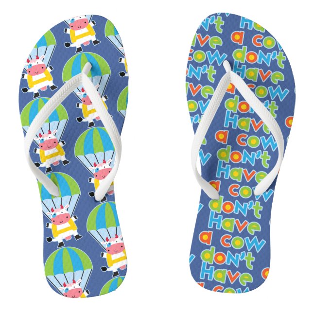 Fun Cartoon Parachute Cow Thongs (Footbed)