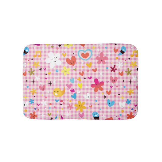 fun cartoon pattern pink bath mat (Front)