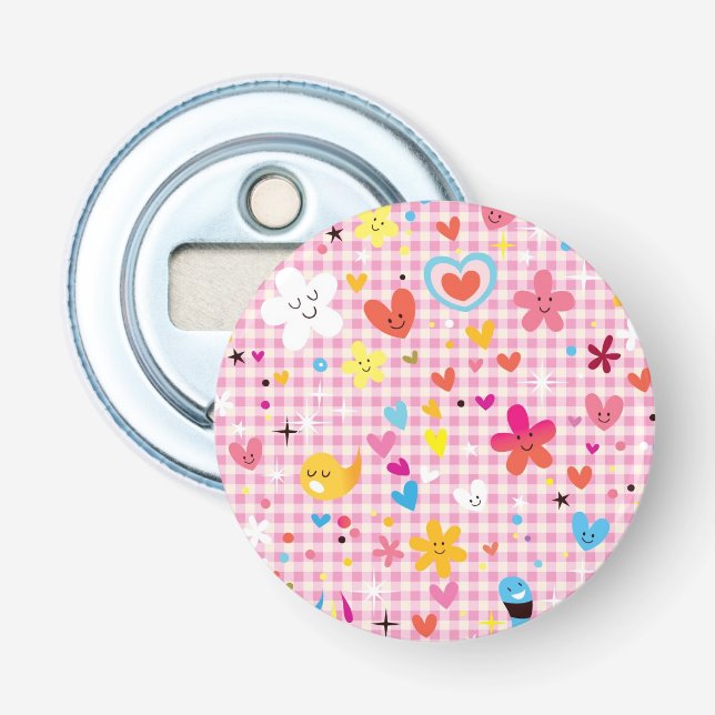 fun cartoon pattern pink bottle opener (Front)