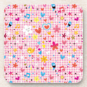 fun cartoon pattern pink coaster