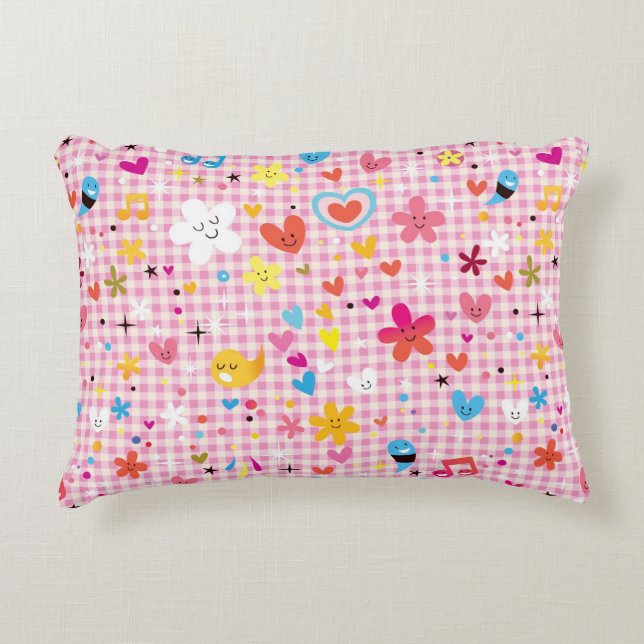 fun cartoon pattern pink decorative cushion (Front)