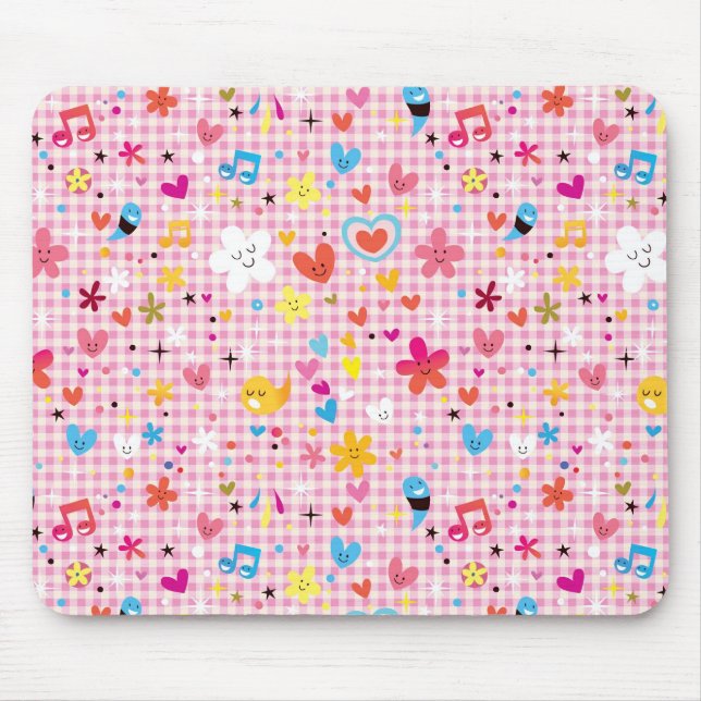 fun cartoon pattern pink mouse pad (Front)