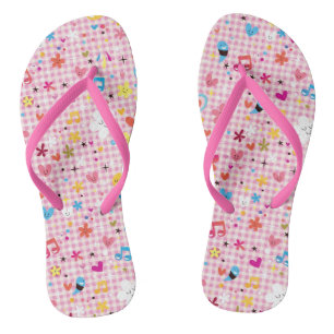 fun cartoon pattern pink thongs
