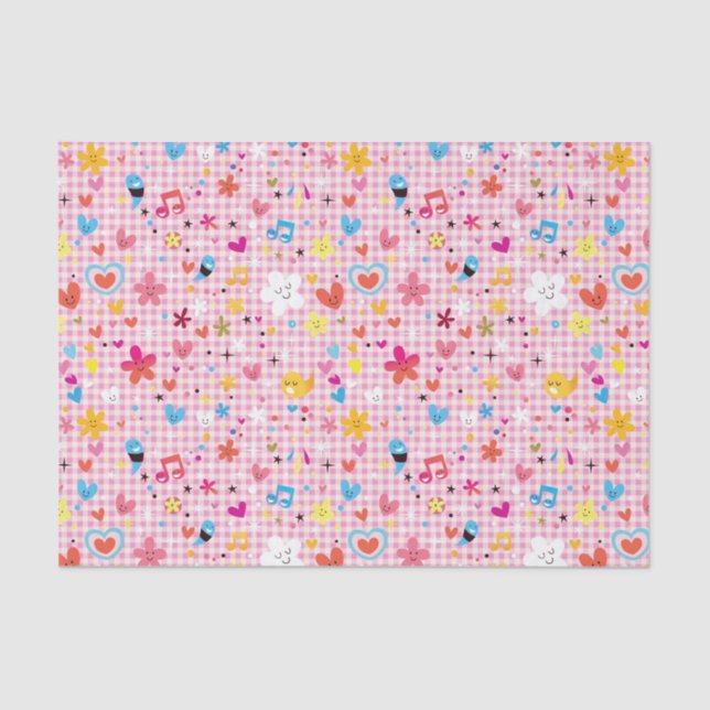 fun cartoon pattern pink tissue paper (Front)