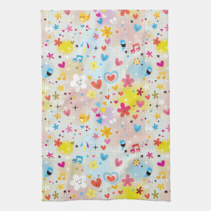 fun cartoon pattern tea towel