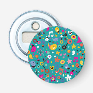 fun cartoon pattern teal bottle opener