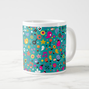 fun cartoon pattern teal large coffee mug