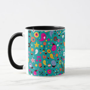 fun cartoon pattern teal mug