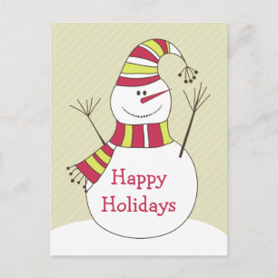 Fun Cartoon Snowman Happy Holidays Postcard