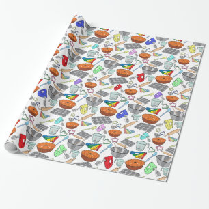 Fun Cartoon-Style Baking Illustrations Pattern Wrapping Paper