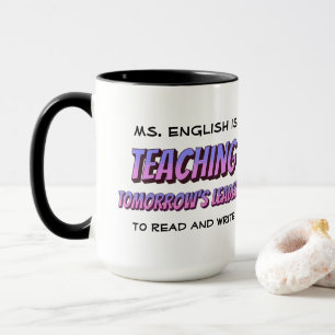 Fun Cartoon Style Personalised English Teacher Mug