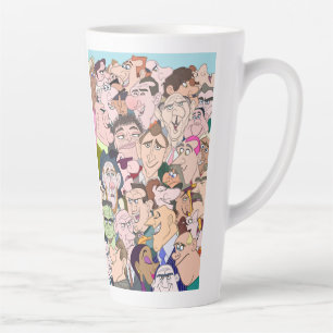 Fun Cartoon Style Woman & Men Latte Mug