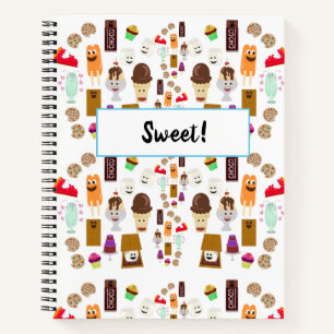 Fun Cartoon Treats Dessert Pattern Notebook