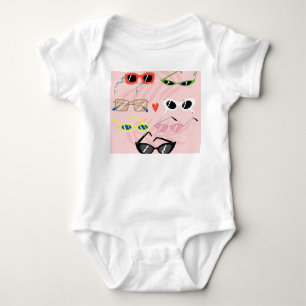 Fun Cartoon: Trendy Sunglasses Collection Baby Bodysuit