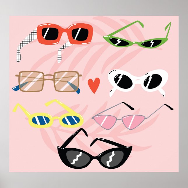 Fun Cartoon: Trendy Sunglasses Collection Poster (Front)