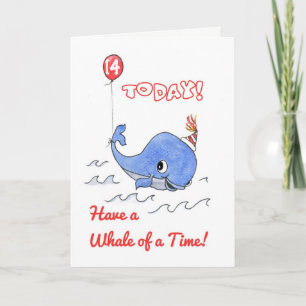 Fun Cartoon Whale and Balloon 14th Birthday Card