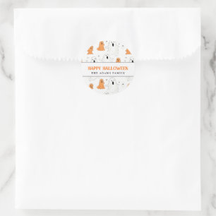 Fun Cartoonish Ghosts Personalised Happy Halloween Classic Round Sticker