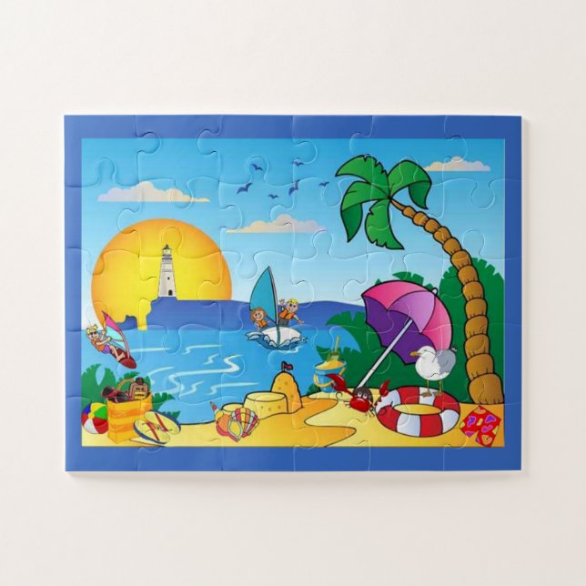 Fun Cartoons of the Beach Jigsaw Puzzle (Horizontal)