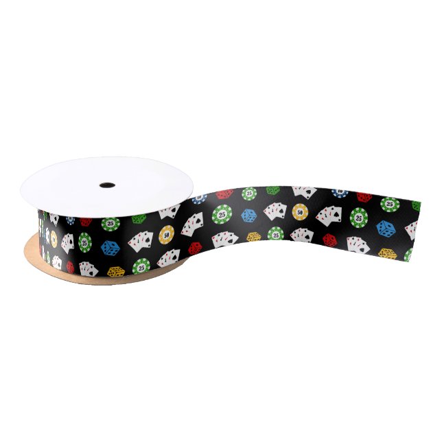 fun casino pattern party gift ribbon satin ribbon (Spool)