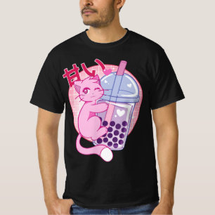 Fun Cat Boba Tea Bubble Tea Anime Kawaii Gift Girl T-Shirt