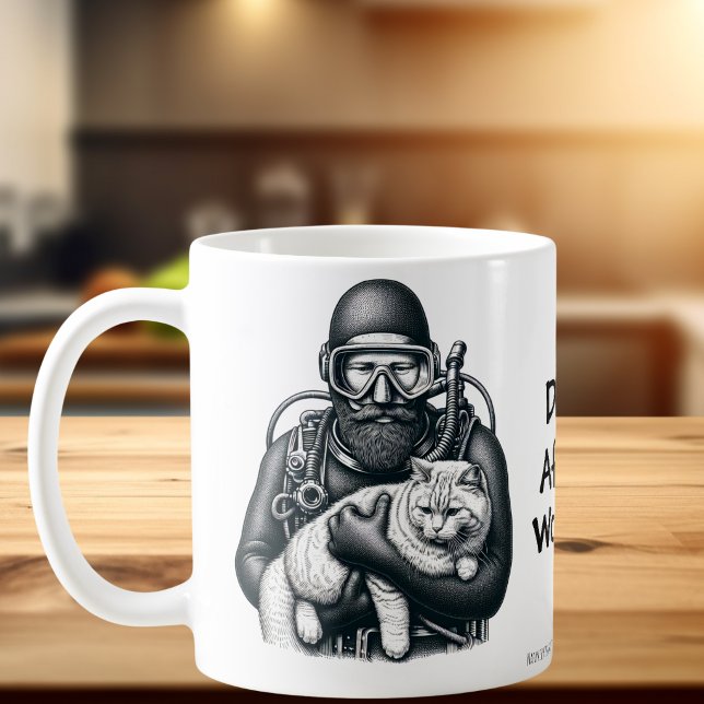  Fun Cat Dad Scuba Diver  Personalise Coffee Mug (A fun mug for the Diver In your life)