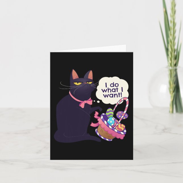 Fun Cat Easter What I Want Easter Basket Stuffers  Card (Front)