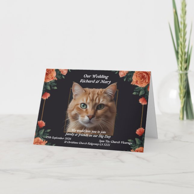 Fun Cat Elegance Wedding Invitation (Front)